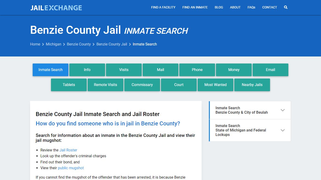 Inmate Search: Roster & Mugshots - Benzie County Jail, MI - Jail Exchange